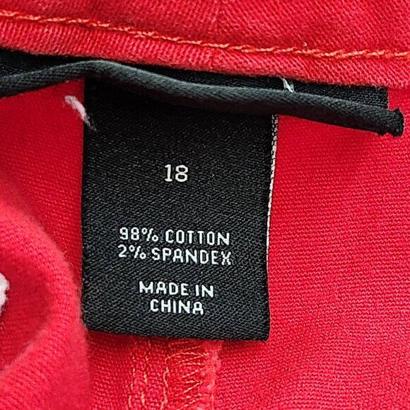 Lane Bryant Chino Shorts Womens 18 Red Stretch Belt Loops High Rise Casual - Picture 5 of 8